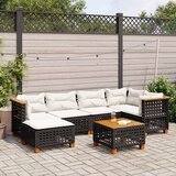  7-dijelni set vrtnih sofa od poliratana s jastucima crni | shoptok.hr