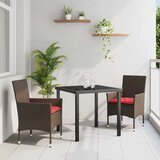  Set stola i stolica s jastukom 3 pcs Smeđa PE ratan | shoptok.hr