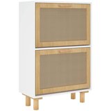 Ormarić za cipele bijeli 52 x 25 x 80 cm drvo i prirodni ratan | shoptok.hr