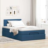 vidaXL Otomanski posteljni okvir z vzmetnico moder 120x190 cm blago, (21611859) | Shoptok.si
