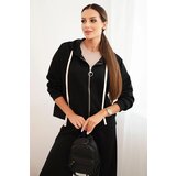 Kesi Włoski Women's set with wide leg pants and zip-up sweatshirt black Cene