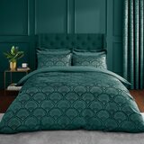 Catherine Lansfield Zelena posteljina za bračni krevet 200x200 cm Art Deco Pearl – Cijene