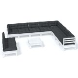  Vrtna sedežna garnitura 11-delna z blazinami bela borovina, (20760803) | Shoptok.si