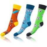 Bellinda CRAZY SOCKS 3x - Funny crazy socks 3 pairs - orange - dark green - blue Cene