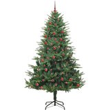 vidaXL Umjetno božićno drvce s rasvjetom i setom kuglica Zelena 210 cm | shoptok.hr