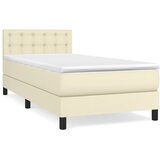 Krevet s oprugama i madracem krem 90 x 200 cm od umjetne kože | shoptok.hr