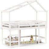 vidaXL Posteljni okvir z lestvijo in streho bel 80x200 cm borovina Cene