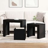 vidaXL Složivi stolić Set od 3 Crni hrast MDF Veliki stolić, 61x30x50 cm | shoptok.hr