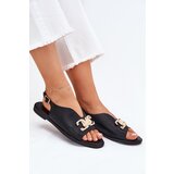 EVENTO Women's Flat Sandals With Golden Decoration Black Amelira | Shoptok.si