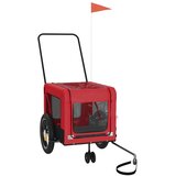 Prikolica za bicikl za ljubimce crveno-crna tkanina i željezo | shoptok.hr