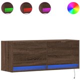 Maison Chic Stenska TV omarica - TV stojalo - Televizijska omarica z LED lučkami rjavi hrast 100x31x38 cm, (21699896) Cene