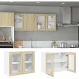 The Living Store Viseča steklena omarica sonoma hrast 80x31x60 cm iverna plošča - Viseča Steklena Omarica, (21428379) Cene