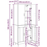  Visok predalnik Črni hrast 69,5 x 34 x 180 cm, (5000107662) | Shoptok.si