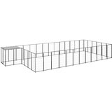 vidaXL pasji boks črn 22,99 m² jeklo | Shoptok.si