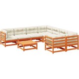  9-dijelni set vrtnih sofa s jastucima voštano smeđi od borovine | shoptok.hr
