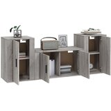  3-dijelni set TV ormarića boja hrasta sonome konstruirano drvo Siva | Shoptok.si