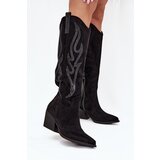 Boto Women's Cowboy Boots With Decoration On Heel Black Jovina Cene