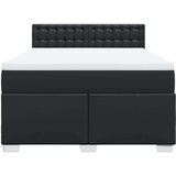 vidaXL Box spring postelja z vzmetnico črn 160x200 cm umetno usnje | Shoptok.si
