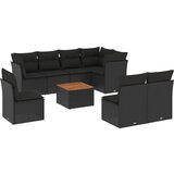 Maison Chic Seti vrtnega pohištva - Vrtna garnitura - Vrtni pohištvo set 9-delna z blazinami črn poli ratan, (21800788) | Shoptok.si