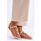 Boto Leather Flat Heel Flip Flops Beige Keep Going | shoptok.hr