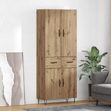 vidaXL Visok predalnik 2 pcs Umetni hrast Inženirski les in steklo | Shoptok.si