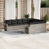vidaXL 10-dijelni set vrtnih sofa poliratan s jastucima svijetlosivi Cijene