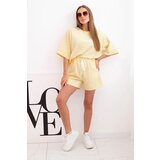 Kesi Włoski Women's butter set with a short-sleeved blouse and shorts with an elastic band yellow | Shoptok.si