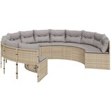 vidaXL Vrtna sofa sa stolom i jastucima okrugla bež od poliratana | shoptok.hr