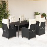 vidaXL 7-dijelni vrtni blagovaonski set s jastucima crni od poliratana | shoptok.hr
