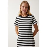  Women's Black and White Crew Neck Striped Knitted Dress | Eponuda.ba