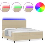  Postelja na vzmet z vzmetnico in LED lučko Zeleno Siva 200x200 cm iz žameta, (22067366) | Shoptok.si