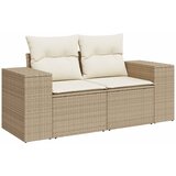 Maison Chic Vrtni kavč - Zunanji kavč z blazinami 2-sedežni bež poli ratan, (22043867) | Shoptok.si