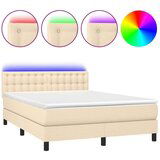  Krevet box spring s madracem LED krem 140x200 cm od tkanine | shoptok.hr