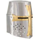 vidaXL Srednjeveška križarska viteška čelada kopija LARP srebrno jeklo | Shoptok.si