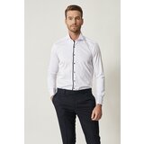 Altinyildiz classics Men's White-Navy Blue Tuxedo Collar Tailored Slim Fit Slim Fit Shirt | shoptok.hr