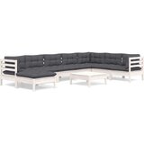 Maison Chic Seti vrtnega pohištva - Vrtna garnitura - Vrtni pohištvo set 9-delna z blazinami bela trdna borovina, (21805704) | Shoptok.si