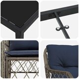  Vrtni set za objed s jastukom 3 pcs Siva i crna Ratan | Eponuda.com