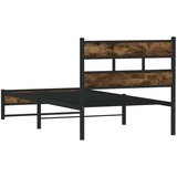vidaXL Kovinski posteljni okvir brez vzmetnice dimljen hrast 90x190 cm | Shoptok.si