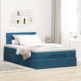 vidaXL Otomanski posteljni okvir z vzmetnico moder 120x200 cm žamet | Shoptok.si