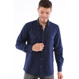 Dewberry G722 MEN'S SHIRT-NAVY BLUE u