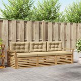  Set vanjskih sofa 3 kom. Bijela i bež Čvrsto drvo akacije | Eponuda.ba