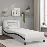 vidaXL Krevet s madracem bijeli-crni 90 x 190 cm od umjetne kože | shoptok.hr