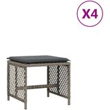 vidaXL Vrtni stolci s jastucima 4 kom sivi 41x41x36 cm od poliratana | shoptok.hr