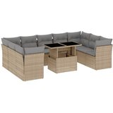  10-dijelni set vrtnih sofa s jastucima bež od poliratana 100 x 55 x 73 cm | Shoptok.si