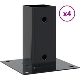  Postolja za stupove kvadratna 4 kom čelik presvučen prahom Antracitno siva 71 x 71 mm | Shoptok.si