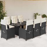  9-dijelni vrtni blagovaonski set s jastucima crni od poliratana | shoptok.hr