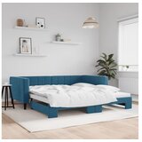 vidaXL Izvlečna dnevna postelja modra 100x200 cm žamet | Shoptok.si