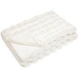 vidaXL Dežnik iz umetnega zajčjega krzna Bela 130 x 150 cm Poliester, (5000111921) | Shoptok.si