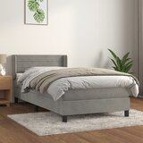 The Living Store Box spring postelja z vzmetnico svetlo siv 90x190 cm žamet - Box Spring Postelja, (21491688) Cene