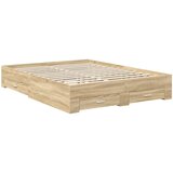  Krevetna konstrukcija s ladicama Sonoma hrast 150 x 200 cm Smeđa 203 x 153 x 100 cm | shoptok.hr
